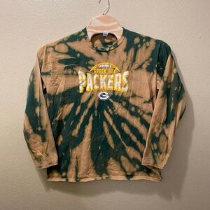 Men’s XL NFL Green Bay Packers Upcycled Bleached Tie Dye Long Sleeve Shirt